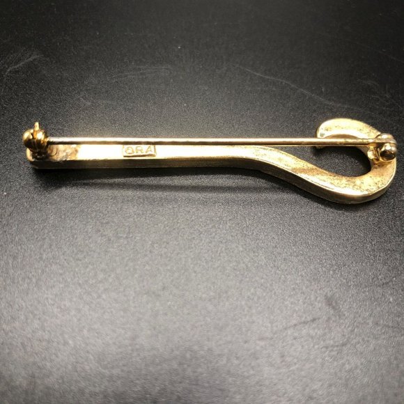 Vintage Signed Ora Shepherds Hook Crystal Gold Tone Brooch Mid Century - Picture 4 of 6